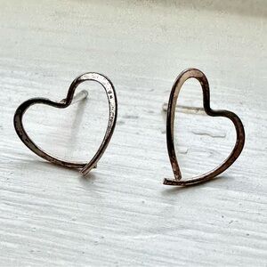 Silver Tone Heart Studs